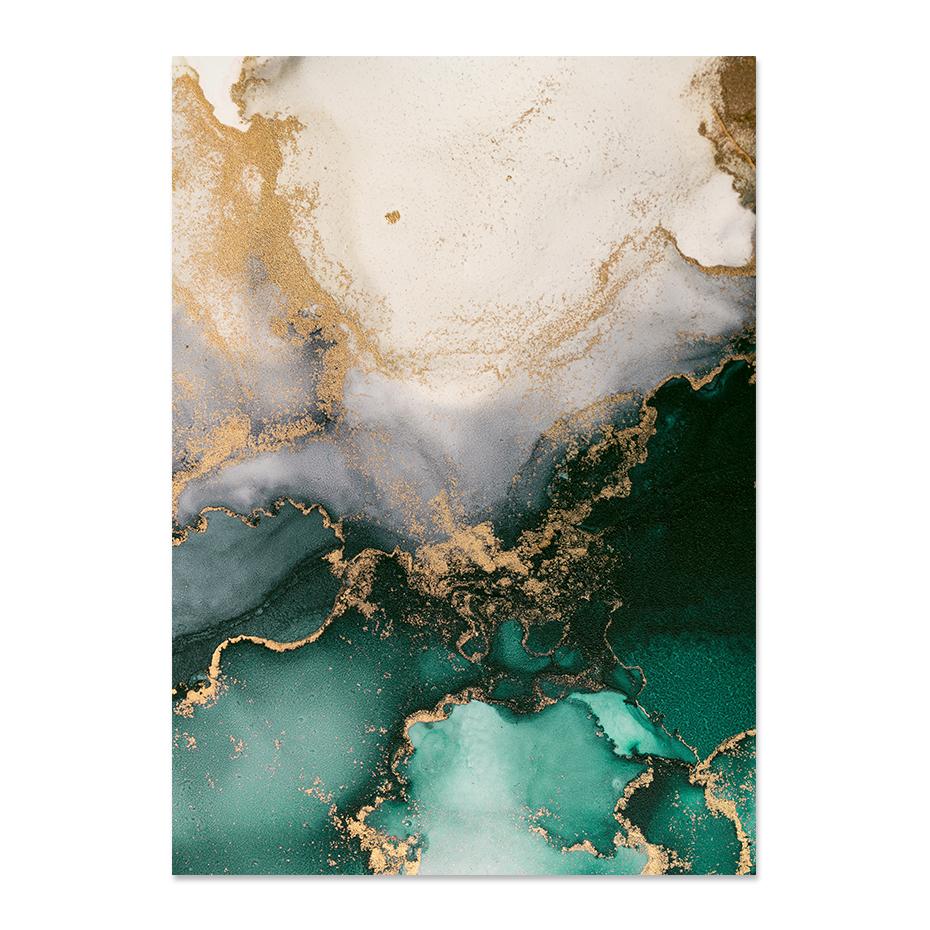 Nordic Green Gold Fashion Marbl Posters Wall Art Aesthetic Canvas Painting Print Picture Living Room Bedroom Interior Home Decor