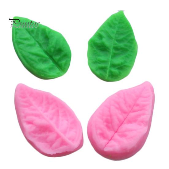 2Pcs Leaf Shape DIY Fondant Cake Decorating Chocolate Silicone Mold Baking Tool