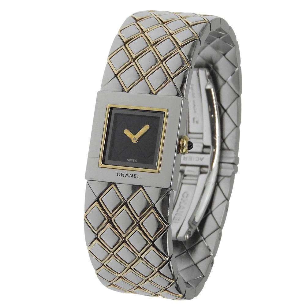 CHANEL Matelasse Watches H0475 blackDial Stainless Steel/YG Quartz Analog display Women Used