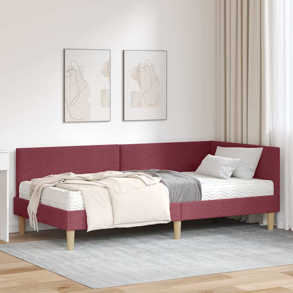 Corner Bed Frame with Mattress Other 2 Pcs Grey Fabric