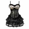 Women Corset Dress Bustier Top Skirt 24 Lace Print Mini Set