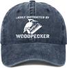 Baseball Cap,Easily Distracted by Woodpecker Funny Woodpecker Lover Jokes Dad Hat Gifts for Men Women