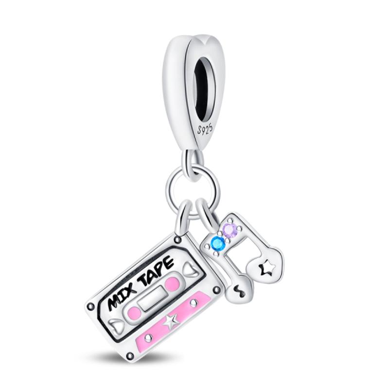 Romantic Music Charms Beads 925 Silver Piano Violin Red Guitar Punk Saxophone Pendants Fit Qikaola Bracelet DIY Jewelry