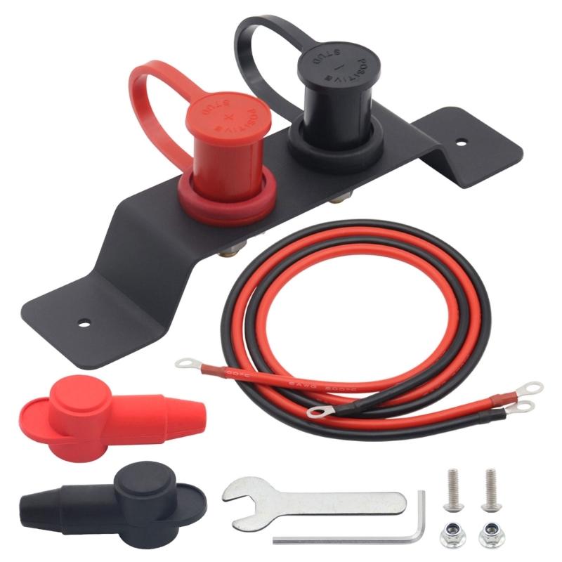 Battery Jump Post Starter Remote Battery Terminals Relocation Kit with Mounting Bracket Waterproof Cover for Lawn Mower