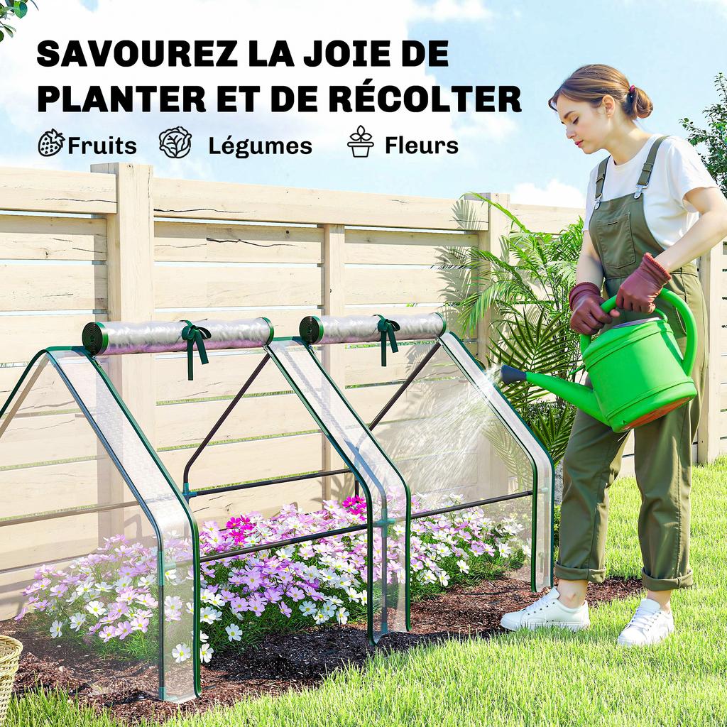 Mini Garden Greenhouse, Pointed Roof, UV-Resistant Steel, Windows, 180 x 90 x 90 cm, Transparent