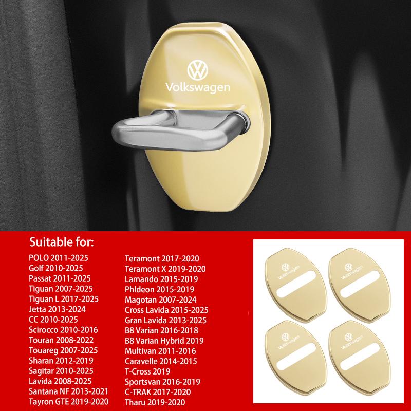BFPQY1 4PCS Car Door Lock Cover Stickers Door Lock Cover Key Accessories For Volkswagen VW Golf Polo Jetta Passat Tiguan Touran Touareg