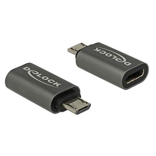 Adaptateur USB 2.0 - DELOCK - 65927 - Micro-B vers Type-C - Anthracite - Mâle/Femelle