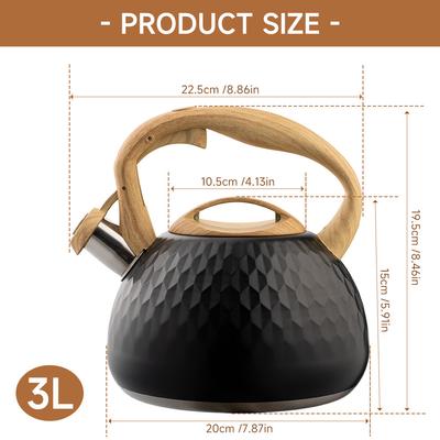 Black Hammer Pattern Ringing Kettle Kitchenware Whistling Kettle Burner Universal 3 L Ringing Kettle