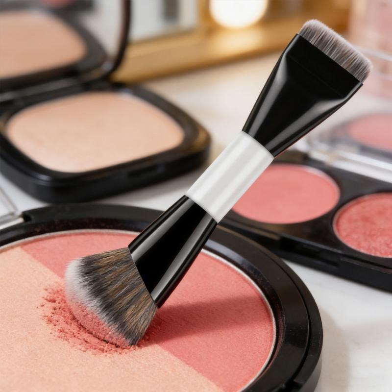 Pincel de Maquiagem Dupla Face Com Cerdas Macias e Densas Para Base Contorno Blush Perfeito Para Maquiagem Diária Uso em Viagem