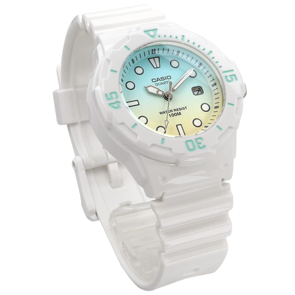 CASIO LRW-200H-2E2V analog watch for women and kids, cheep casio, gloss white x pastel blue gradation, overseas model