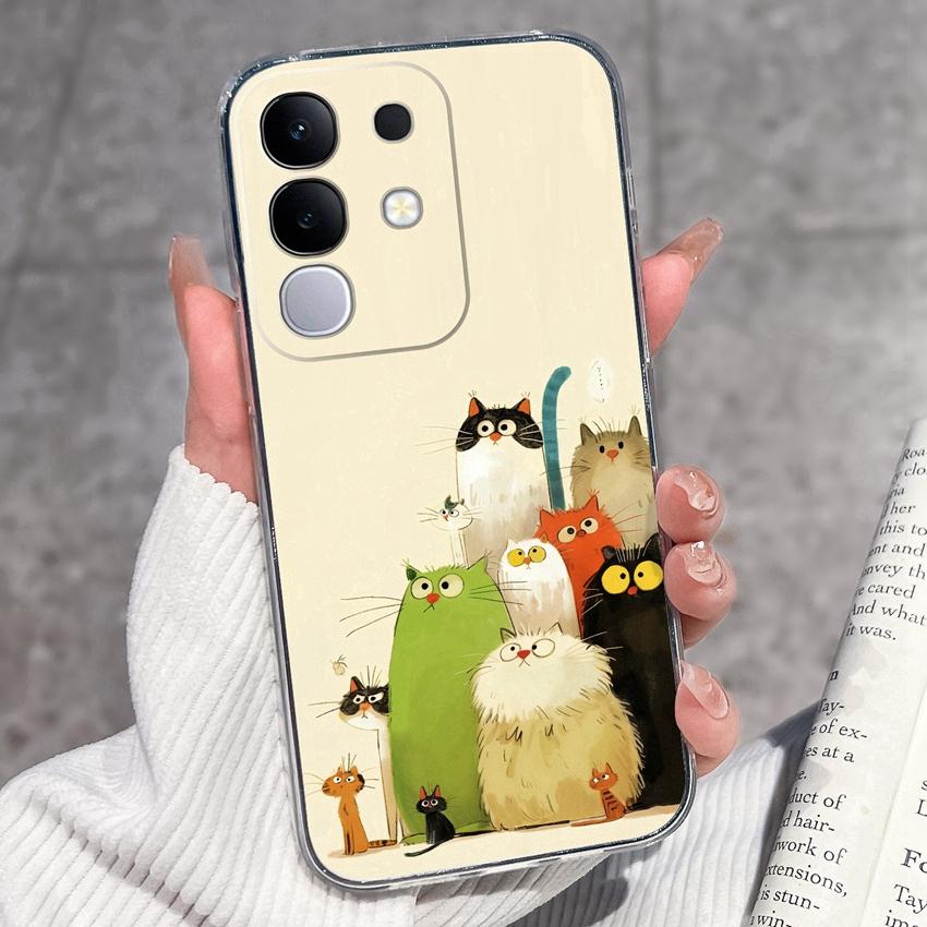 Shockproof Silicone Phone Cases For Vivo Y29 Y29s Y28 Y27 Y27t Y22 Y22s Y21 Y21e Y21s Y20 Y20i Beautiful Lavender Pattern Clear Covers For Vivo Casing