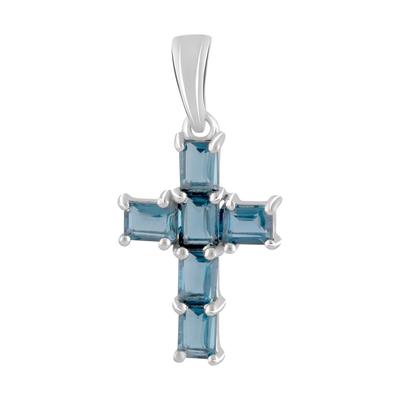 Cruz de prata com topázio London Blue 1.115ct (2092551)