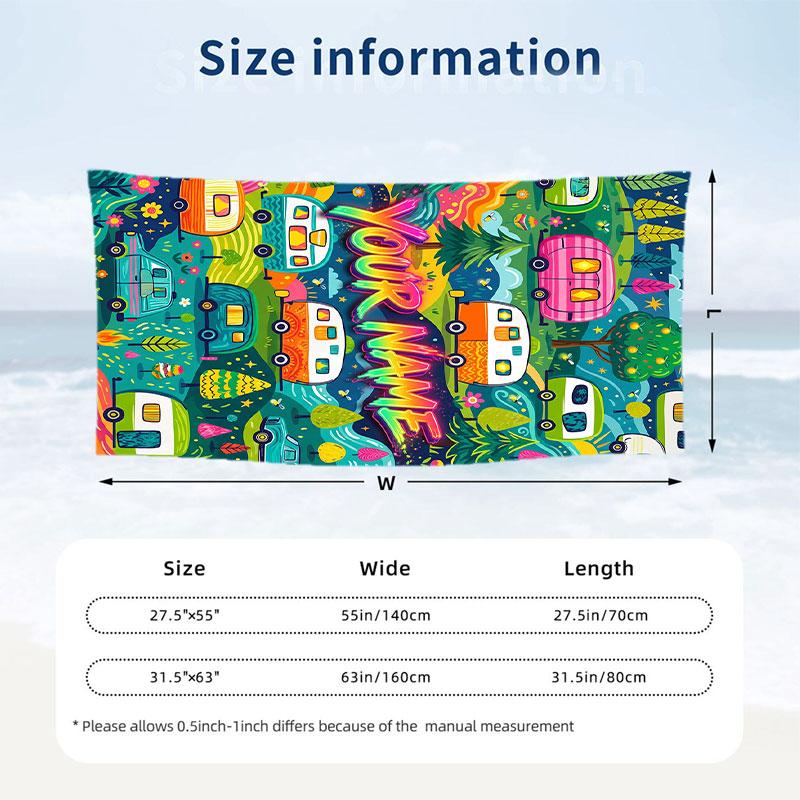 Fantasy Magic Theme Beach Towel Personalized Custom Name & Text Soft Quick Dry Beach Towel for Swimming Travel