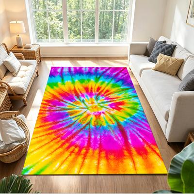 Alfombra de Casa Antideslizante con Diseño de Arte Tie-Dye Espiral Arco Iris para Decoración de Sala de Estar, Dormitorio, Oficina, Regalo con Patrón Vibrante y Cómoda