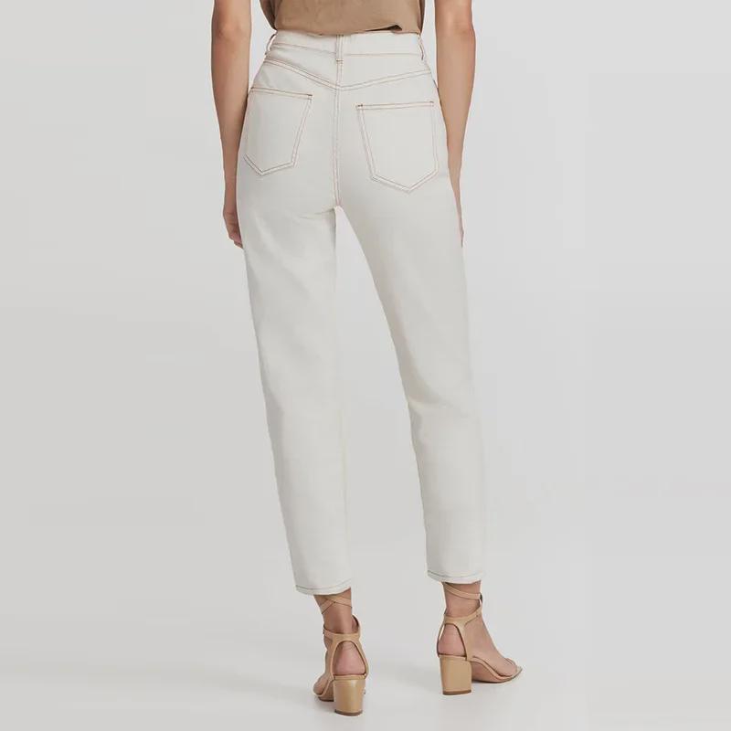 Yellow Floral High-Waist Slim Light Apricot Denim Nine-Point Jeans for Women - 2025 European & American Spring Style.