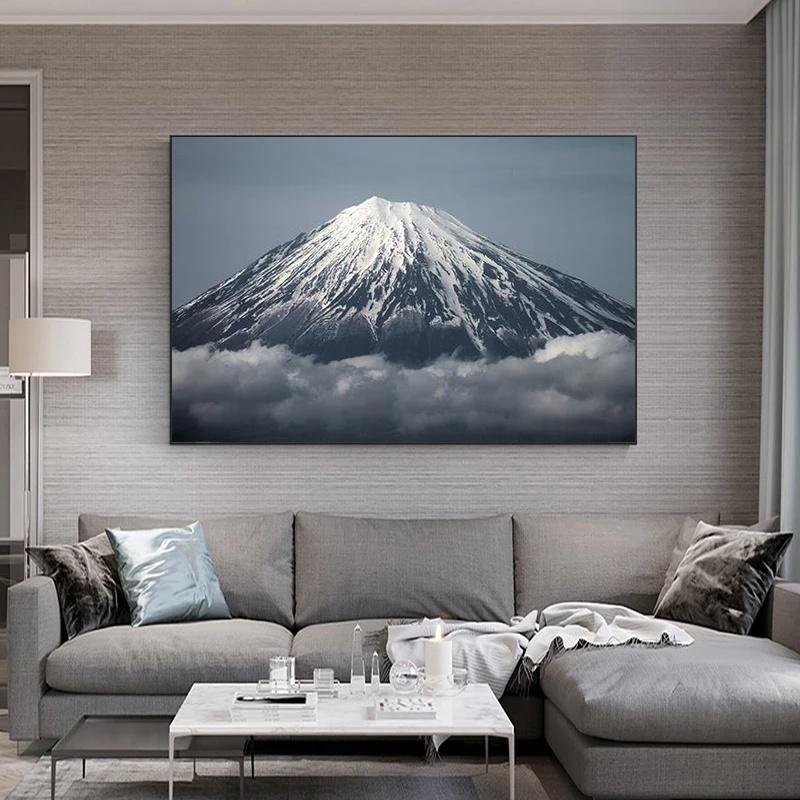 Mount Fuji Snow Mountain Posters and Prints Black and White Nature Landscape Canvas Painting Wall Art Pictures Home Decoration