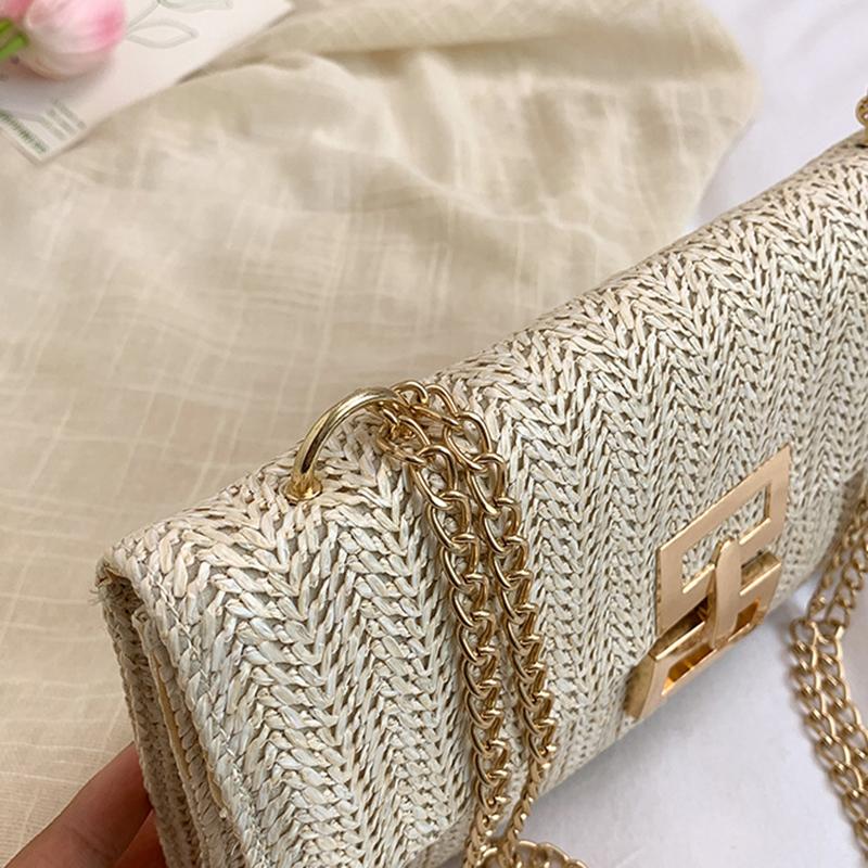 Damen Handtasche Mobile Geldbörse Sommer Strand Böhmischer Stil Handtasche Gewebte Kette Crossbody Schultertasche für Mädchen