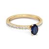 Blue Sapphire Oval Solitaire Ring - 925 Sterling Silver Gold Vermeil