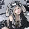 Punk Style Bunny Ear Hat Y2K Streetwear Star Print Ears New Design Faux Fur Hat