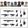 Non-Toxic City Accessories Moc Villain Gangster Figures Building Block Modern Soldier Mask Helmet Guns Bazooka Military Weapon Bricks Toys