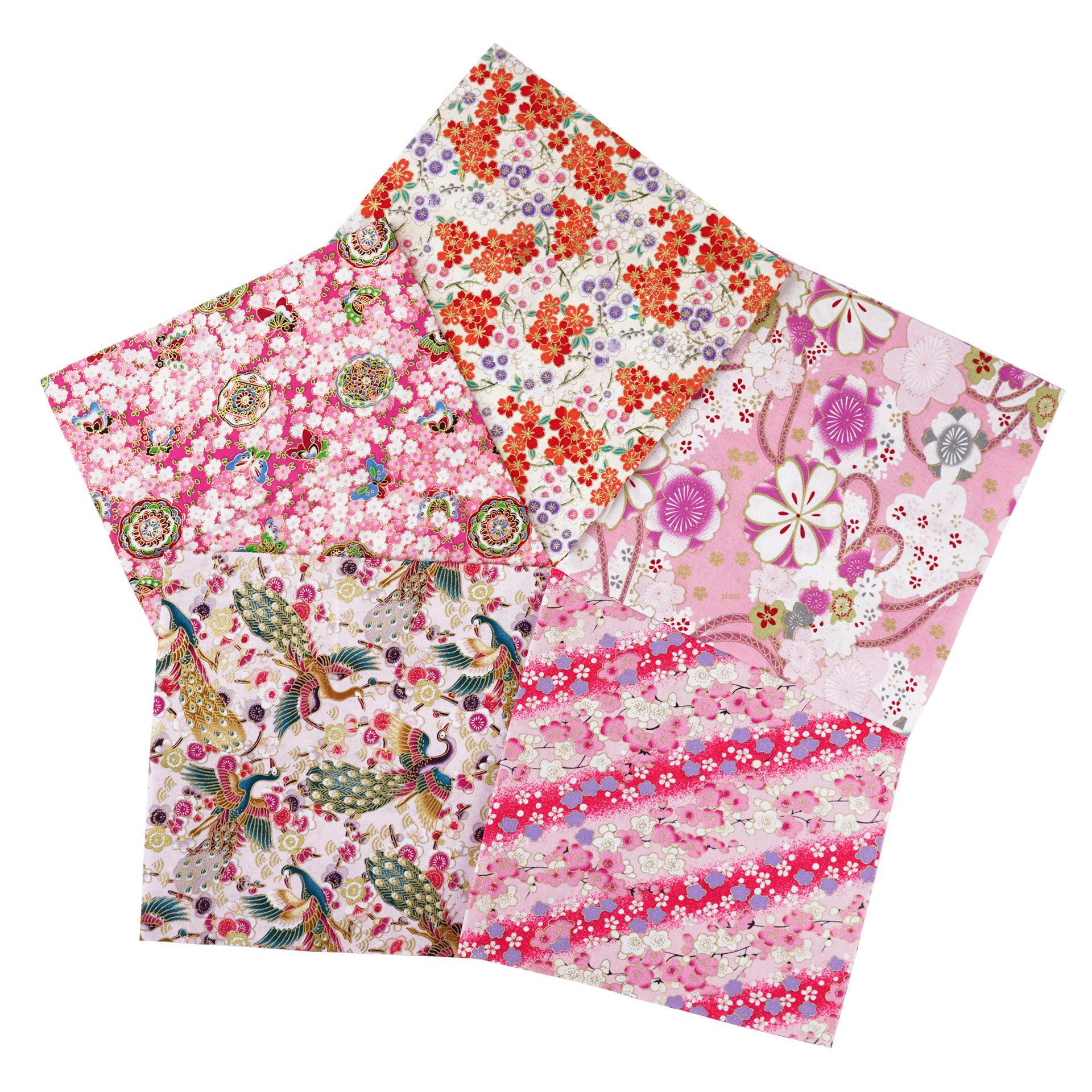 

Комплект хлопковой ткани с цветочным узором в японском стиле: 5 цветных пэчворков для проектов своими руками
