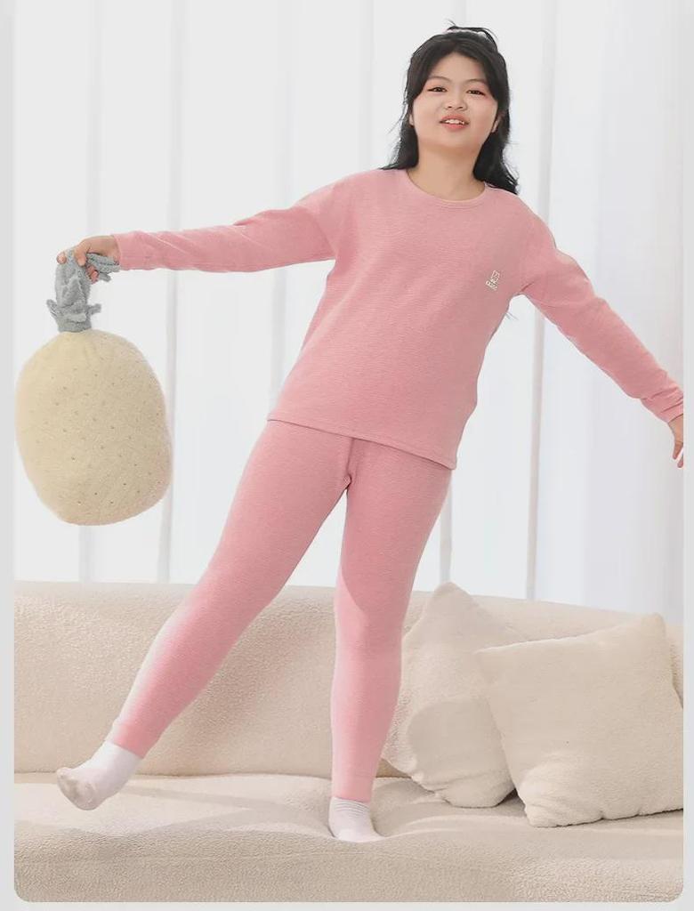 Plus Size Kids' Wool Silk Fall & Winter Underwear Set: Warm Shirts & Trousers for Teens