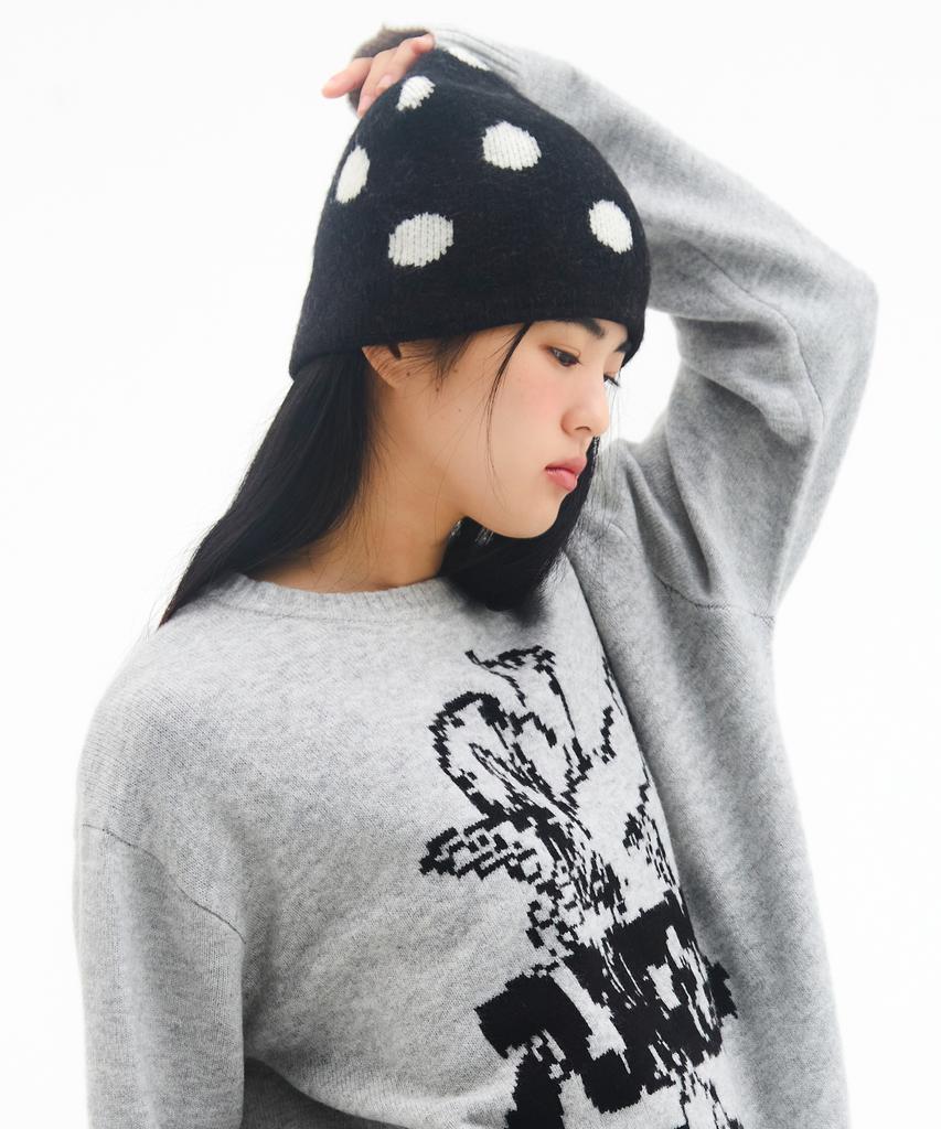 AMES-WORLDWIDE Mohair Pattern Beanie Black