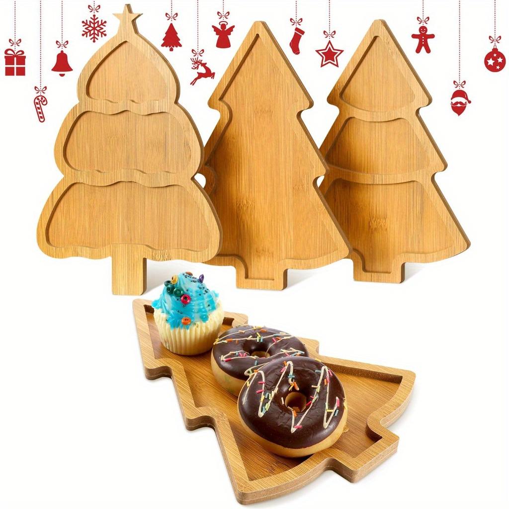 wooden Christmas tree plate tray for food appetizers desserts snackacs sushi Japanese sashimi plate restaurant