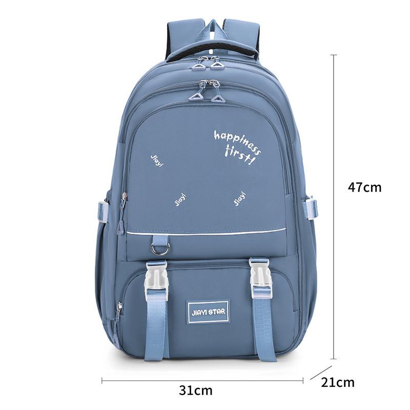 Solid Color Simple Letter Print Student Casual Backpack For School Use Day