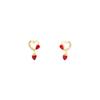 Silver Needle Retro Red Heart Earrings Elegant Crystal Earrings Versatile Petite High-end Sweet