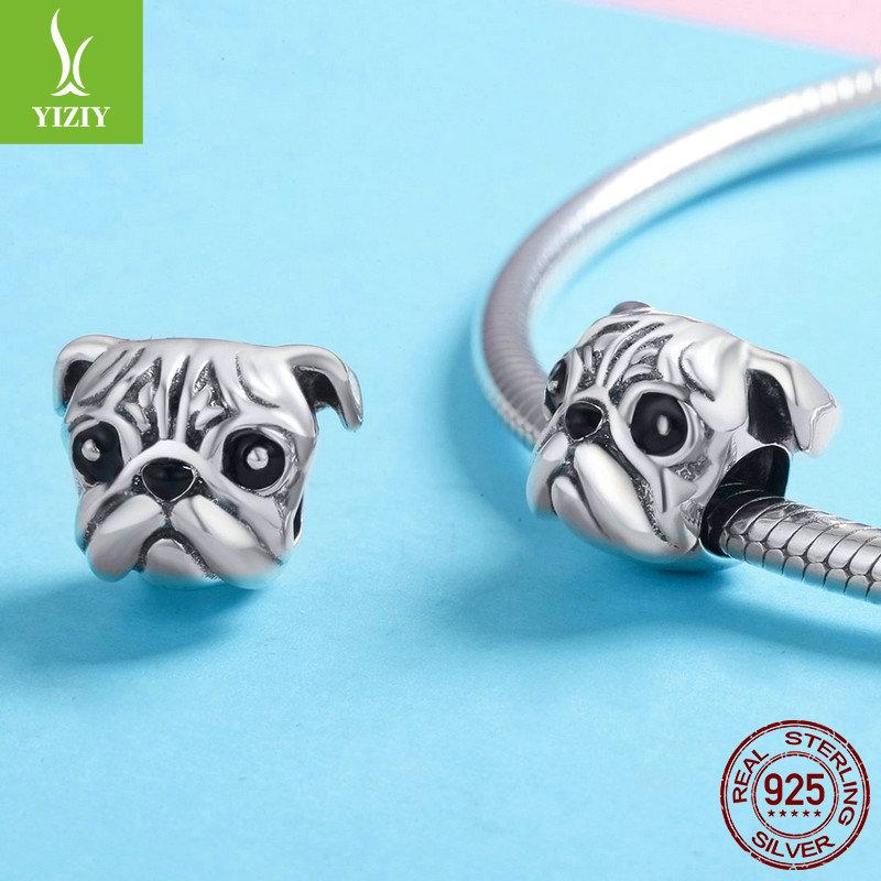 New S925 Sterling Silver Puppy Diy Animal Loose Beads Bracelet Jewelry Accessories Scc834