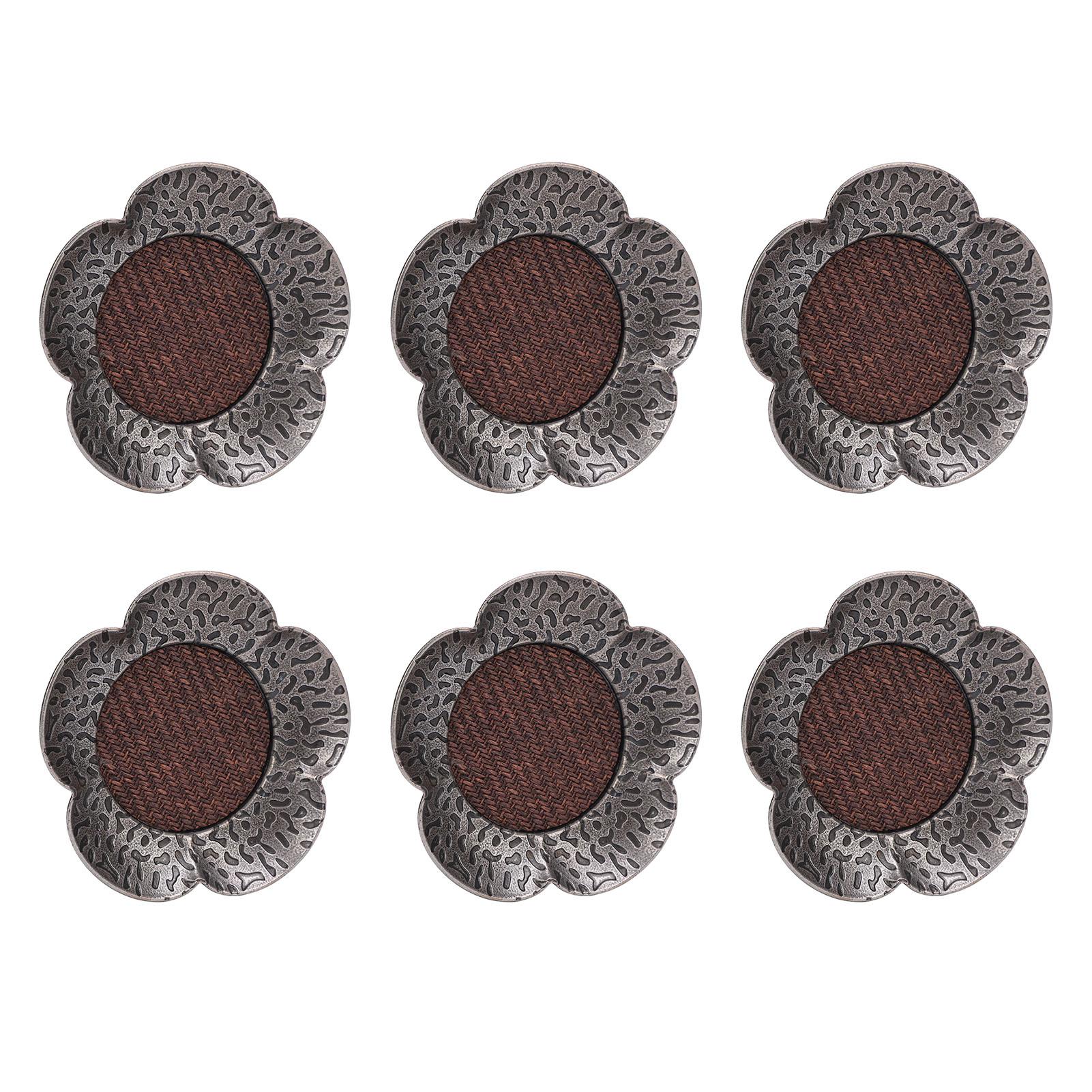 6pcs Coaster Heat Resistant Retro Hammered Zinc Alloy Cup Mat for Tea Cup Coffer Cup