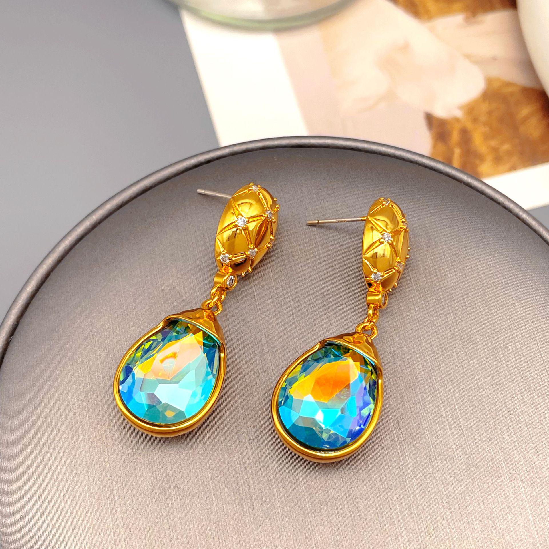 

Элегантные серьги-подвески из хрустального стекла в виде павлиньего пера - европейский и американский ретро-стиль