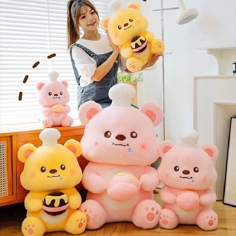 Plush Bear Toy Chef Honey Pot Bear Cartoon Animals Fill Doll Xmas Gifts Garnish