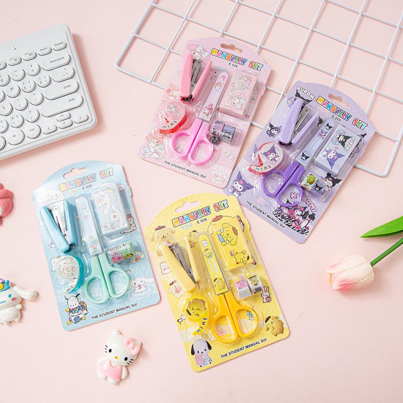 Adorable Student Stationery Set: High-Quality Scissors, Stapler, Tape & Stickers - Perfect Gift for Children's Learning