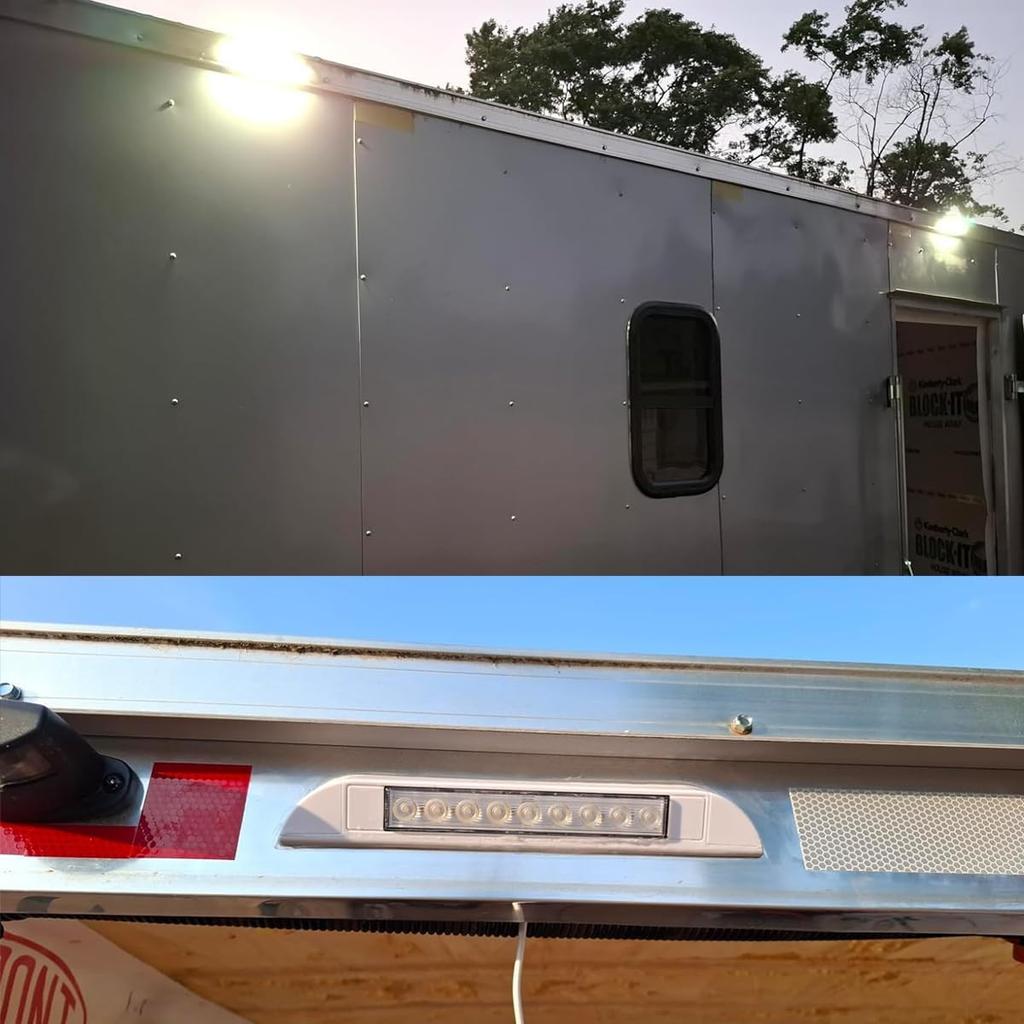 Raycharm 10" RV & Marine Boat LED Awning Porch Utility Light Fixture, 40° Down Angle Beam, 6000K Cool-White, 12V/24V DC, High Light-Output Low