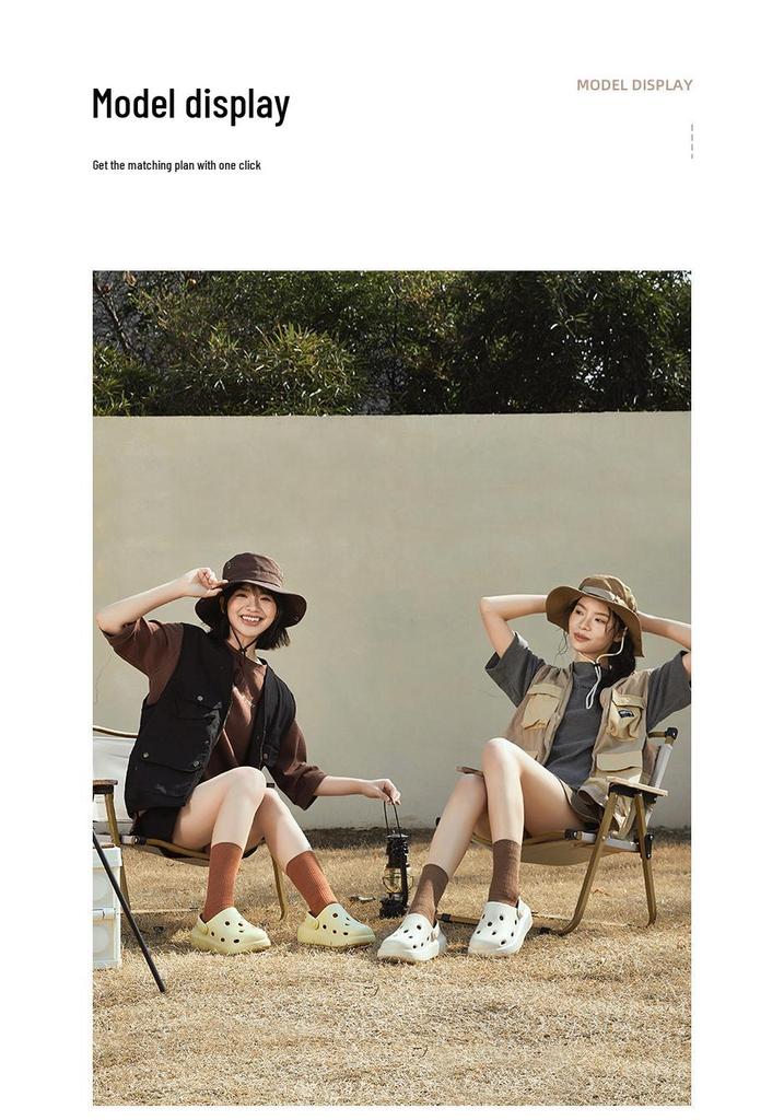 Puxi Cheese Hole Summer Shoes: Women's Thick Sole Slip-Resistant Slippers, Height-Boosting Couple Style for Outdoor & Beach.