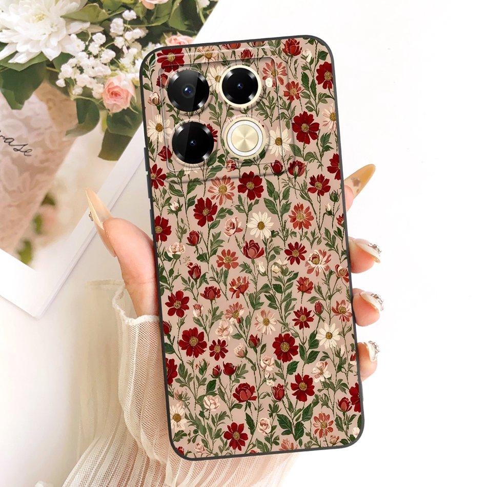 For Infinix Note 40 Pro 4G 5G / Note 40 Pro+ / Note40 X6853 Cute Cat Flower Cartoon Phone Case Soft Silicone Cover Bumpers