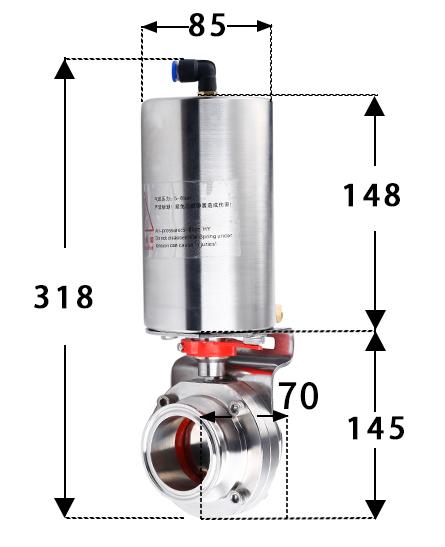 19-108mm Pipe 1.5" 2" -4" Tri Clamp 304 316L Stainless Steel Sanitary Butterfly Valve With Pneumatic actuator For Home Brew