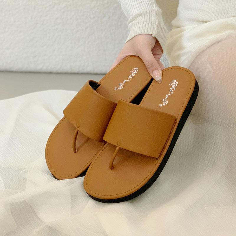 Fashion Fashion Thick Soled Ladies Flats Slippers Slides Sandals Summer Beach Female Flip flops Round Toe Women Flats Slippers Shoes