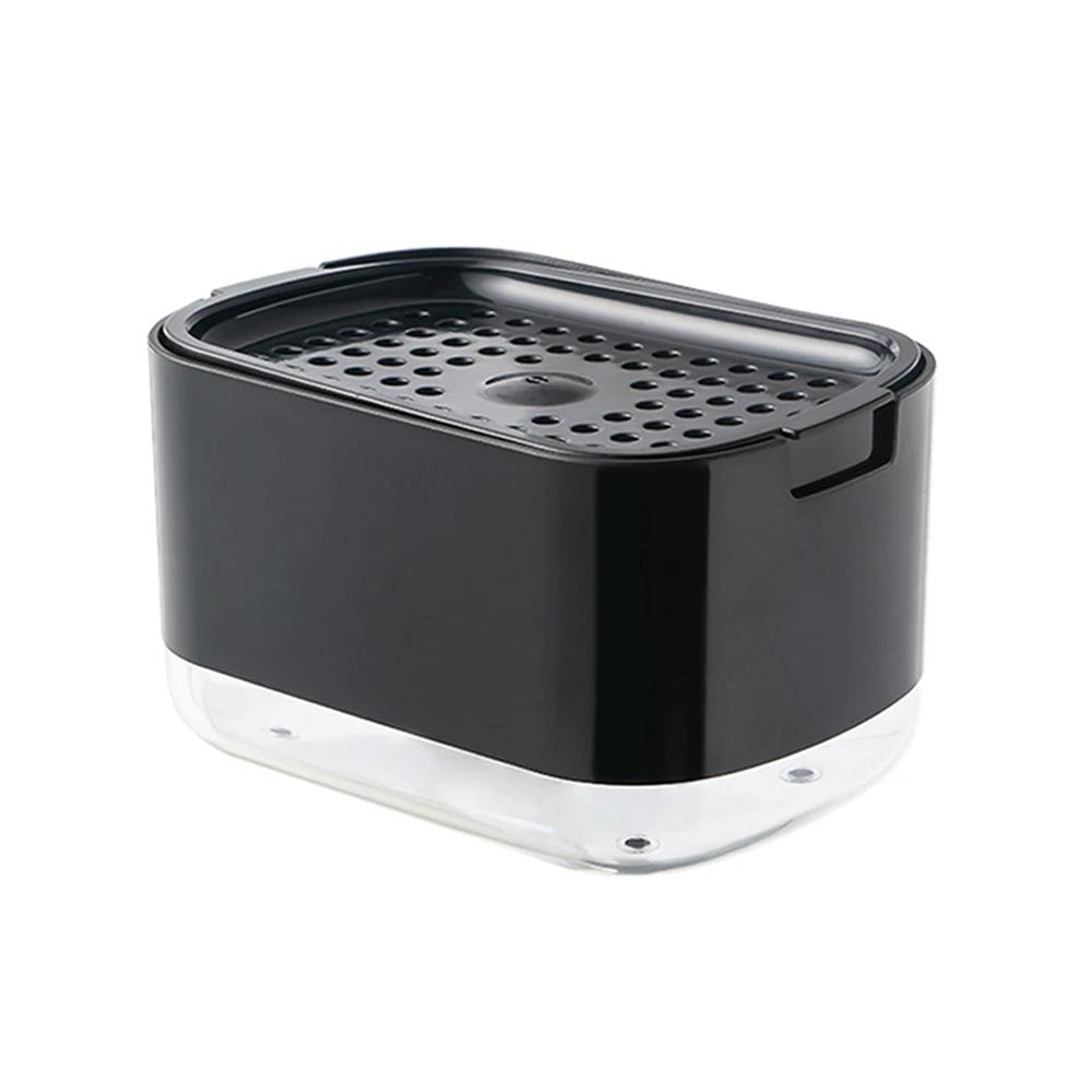 Soap Dispenser With Sponge Holder Cleaning Liquid Pump Dispenser Manual Press Soap Dispensing Bottle For Kitchen Dish Soap Box