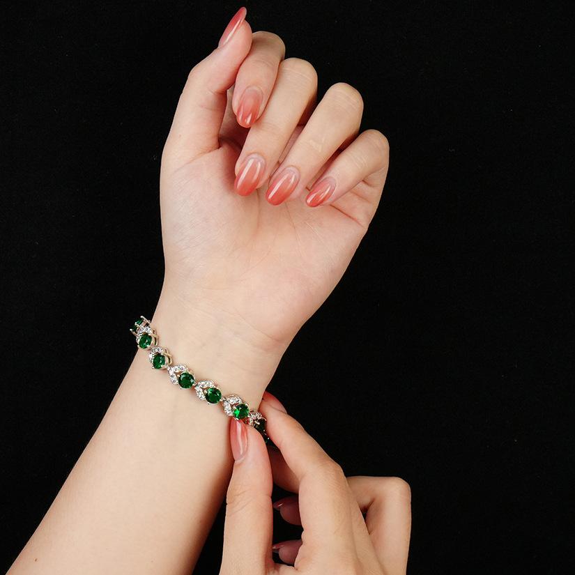 Female Versatile Niche High-End Jewelry Temperament Gorgeous Gold-Plated Green Jewelry Bracelet