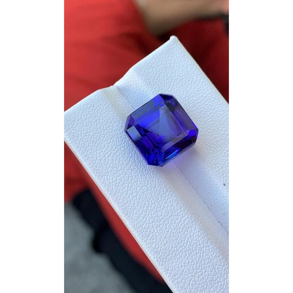 17.56 Ct Certified Natural Ceylon Blue Tanzanite Asscher Cut Loose Gemstone