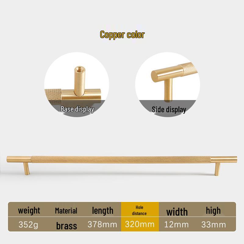 American Style Brass Wardrobe & Cabinet Door Handle - Retro French Copper Design