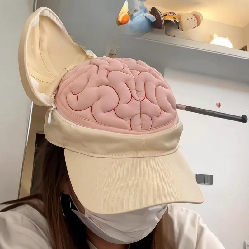 

Креативная бейсболка в форме мозга с открывающимся/закрывающимся дизайном для активного отдыха, уникальный модный аксессуар для мужчин и женщин