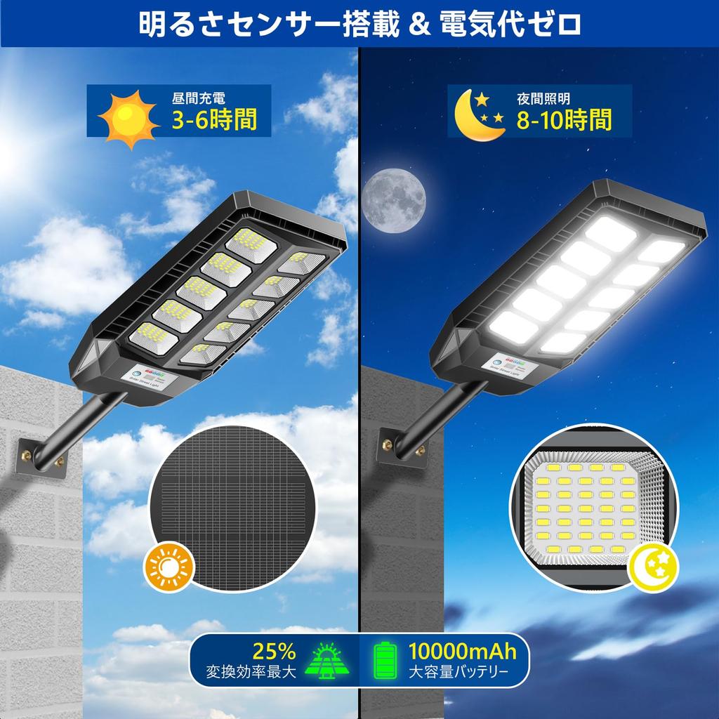 Adewalk LED Solar Street Outdoor Motion Sensor IP66 Ultra Bright Automatic Nighttime Integrated Remote Adjustable Run Time and Solar Energy Zero