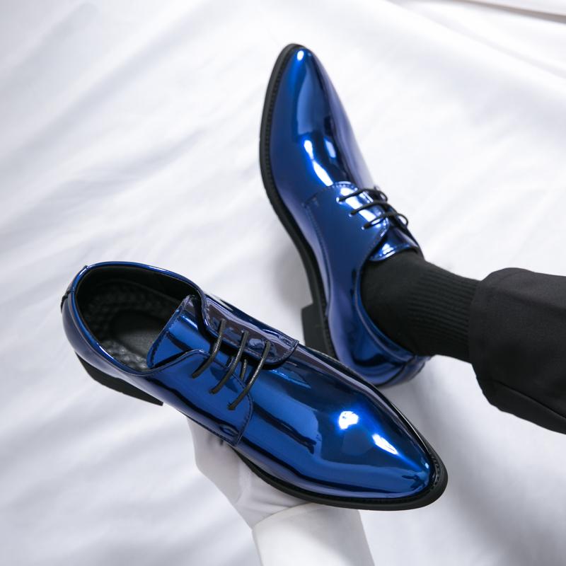 Men Dress Patent Leather Derbys Red Green Blue Gold Color Party Club Shoes Tuxedo Wedding Shoes Plus Size