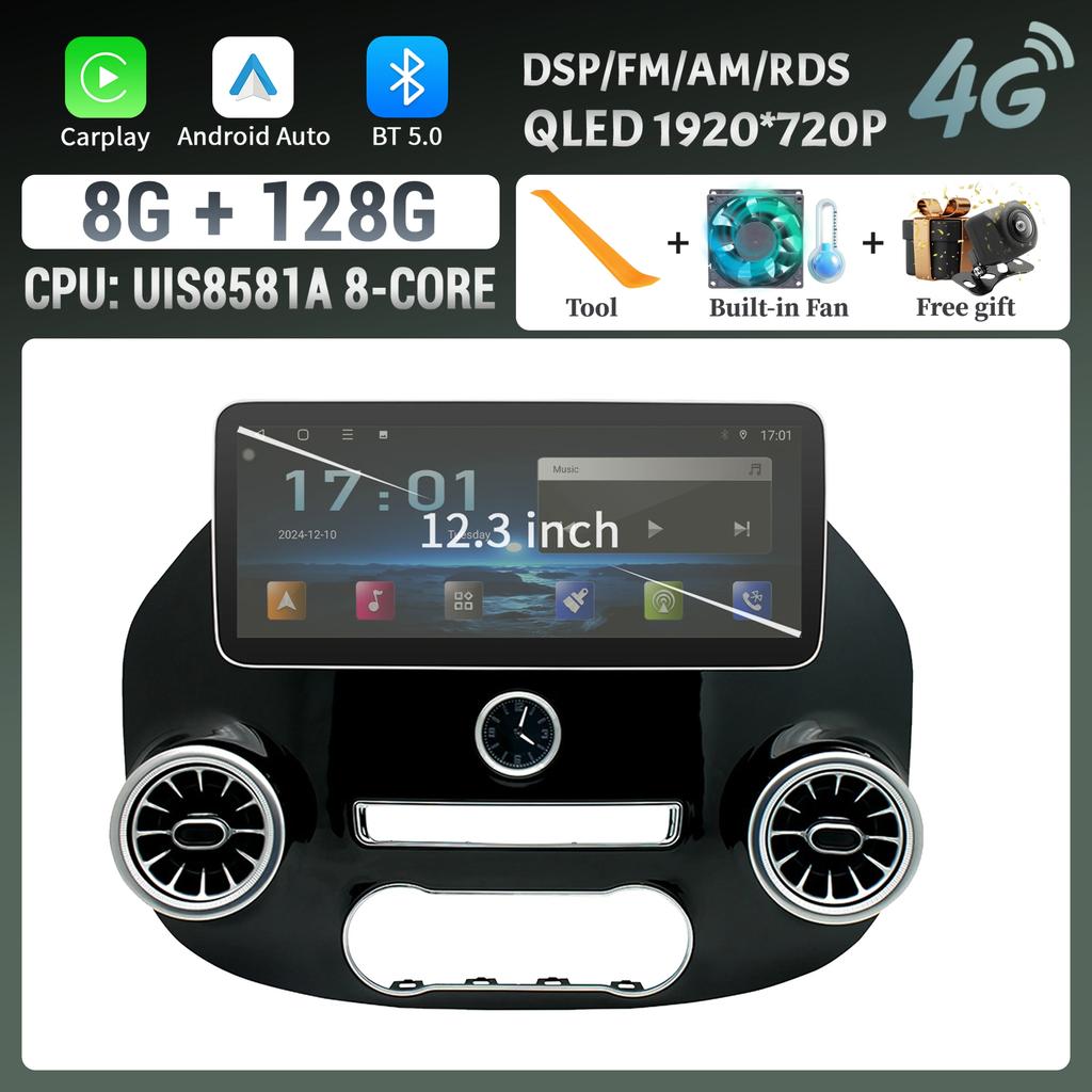 12.3" For Mercedes Benz Vito W447 2014-2021 Car Radio GPS Wireless Bluetooth Carplay Android 14 Multimedia Stereo Touch Screen