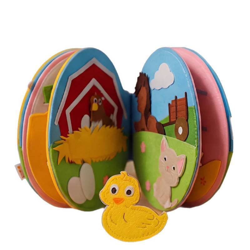Rabbit Cartoon Portable Fabric Book With Felt Material For Kids Room Storage