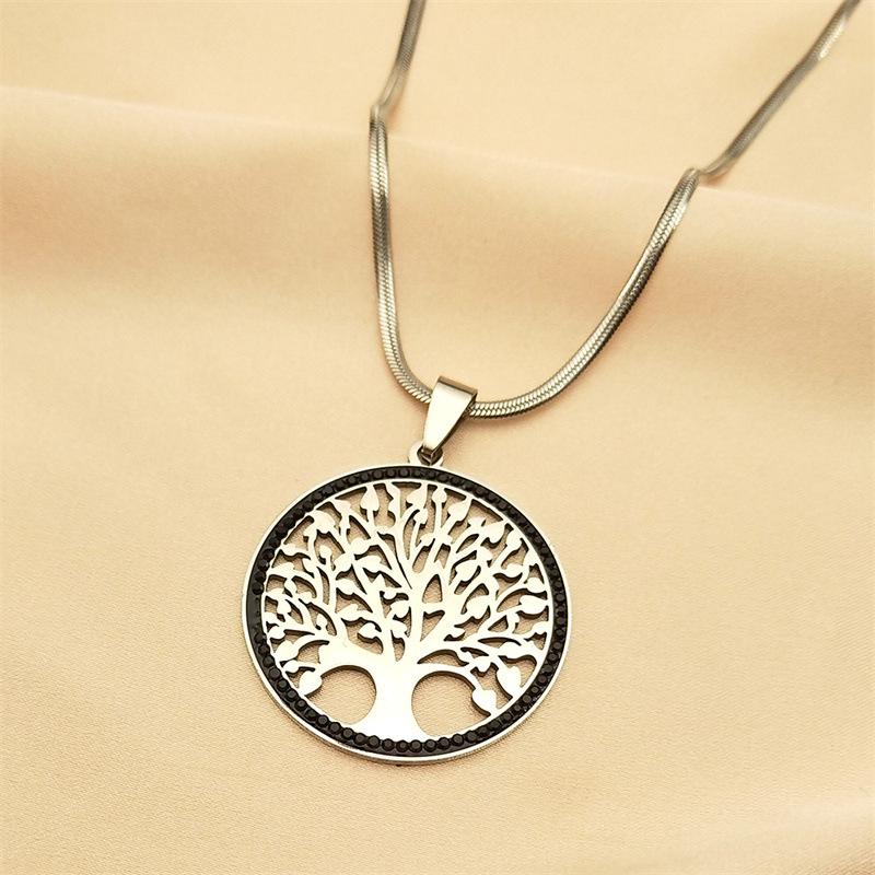 

Vintage Dolphin Conch Snake Titanium Steel Tree of Life Rose Pendant Necklace Jewelry